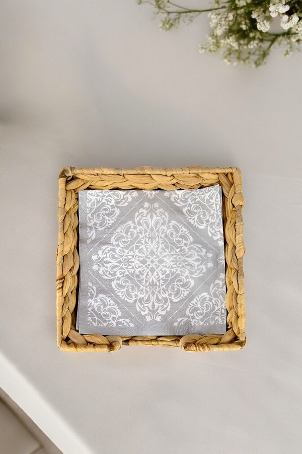 Digithome-19 Cm Brown Wicker Table Top - Square Horizontal Napkin Holder I/2 C1-1-289 1