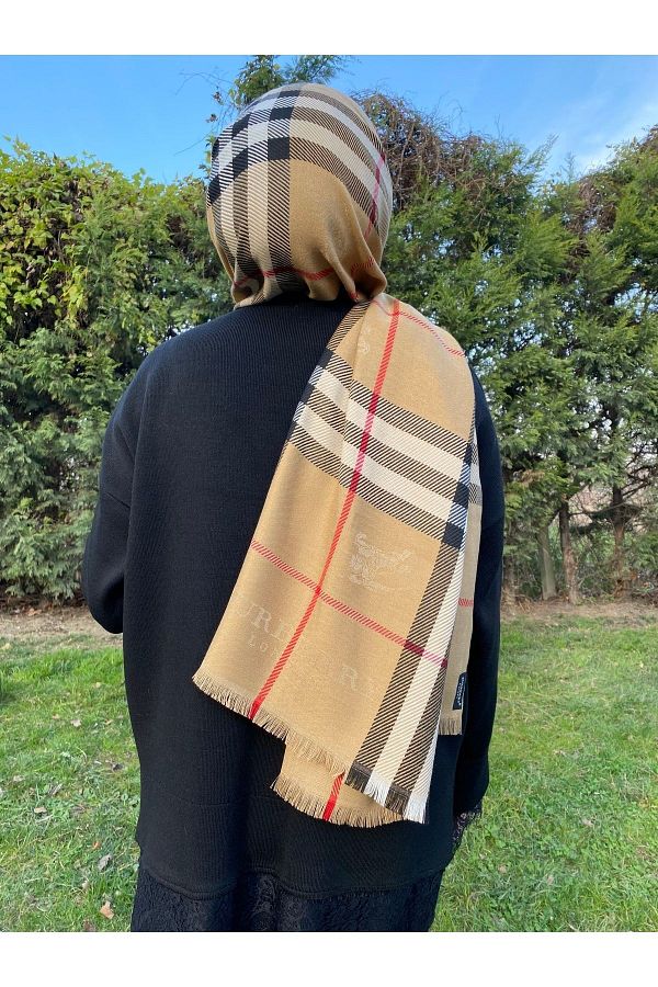 Mode Scarf Cashmere Silk Winter THICK Burberry Pattern Stylish Shawl Trendyol