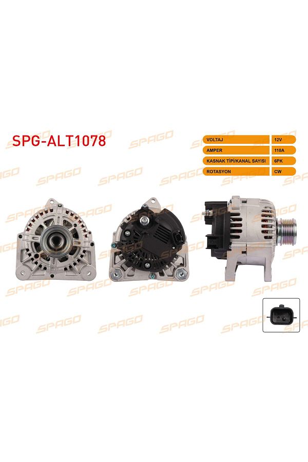 SPAGO-MEGANE II 1.5 03-09 / CLIO III 1.4 - 1.5 DCI - 1.6 05-13 / FLUENCE 1.6 10- ALTERNATOR 12V/110A 6PK 1