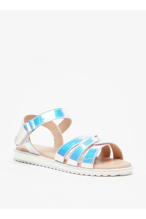 Flora Bella by Shoexpress-Iridescent Strap Sandals with Hook and Loop Closure 1