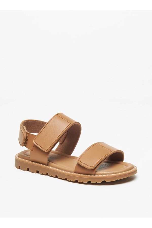 Mister Duchini-Solid Sandals with Hook and Loop Closure 1