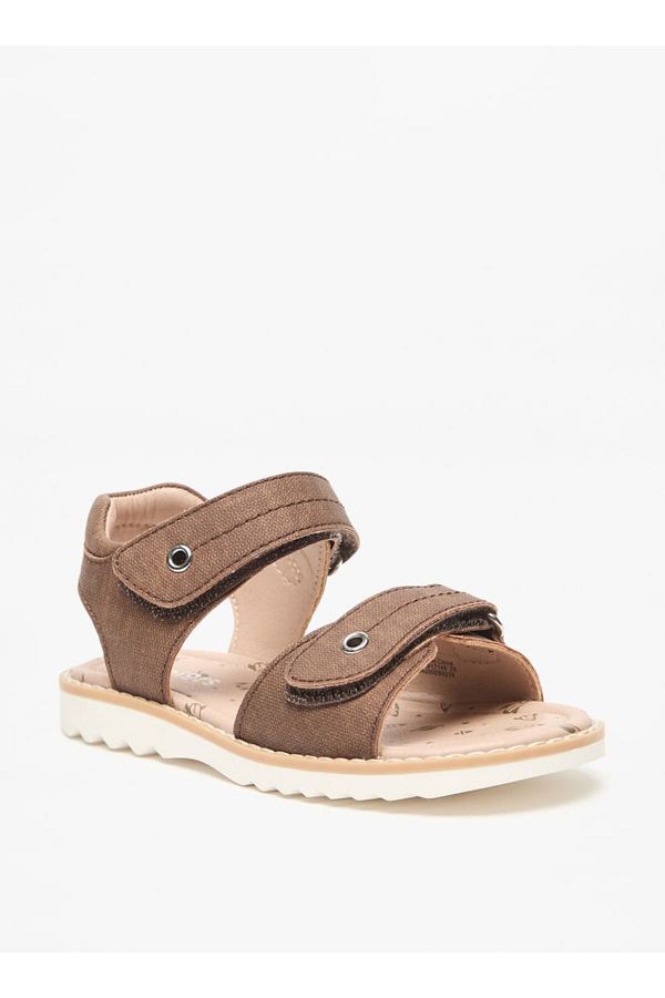 Juniors-Textured Sandals with Hook and Loop Closure 1