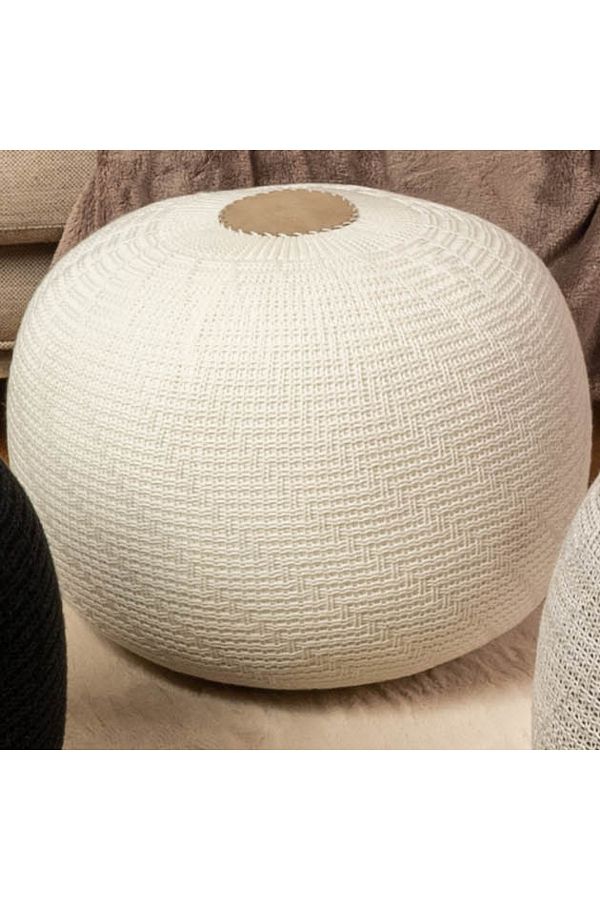 English Home-Pouf Hocker, Runder Pouf, Sitzhocker, Pouffe, Fußhocker, Strickpouf Hocker für Wohnzimmer 1
