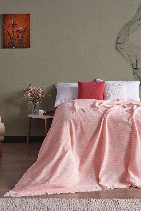 Miabella Home-Pike Double, Summer Pike 100% bumbac, cuvertură de pat dublă, cu ciucuri pe margine, moale 1