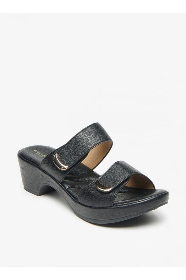 Flora Bella by Shoexpress-Textured Slip-On Sandals with Block Heels 1