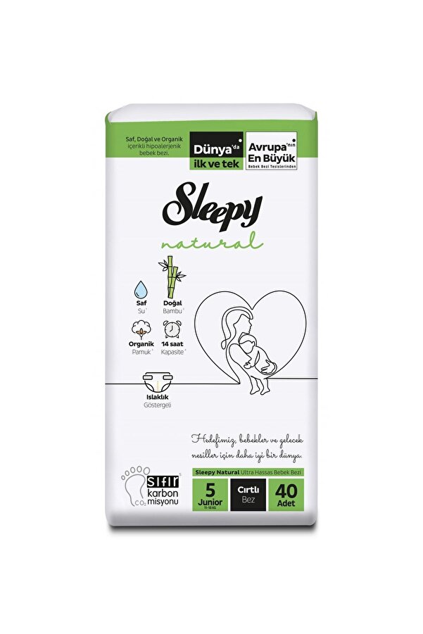Sleepy Natural 2 Li Jumbo Bebek Bezi Junior 5 Numara 40 Adet 11-18 Kg