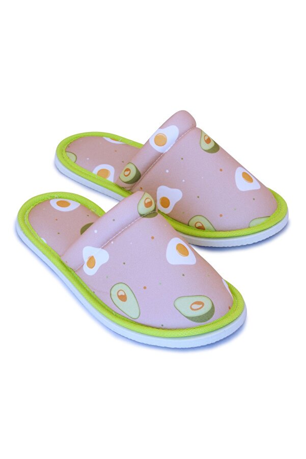 Chochili Unisex Pink Avocado Patterned Soft Sole Home Slippers