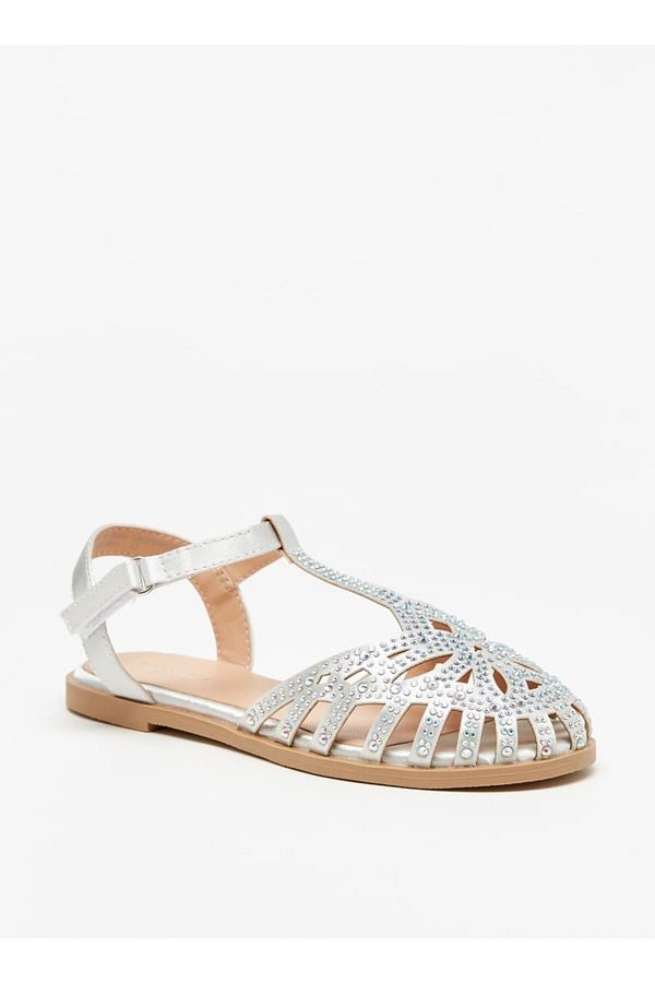 Flora Bella by Shoexpress-Embellished Sandals with Hook and Loop Closure 1