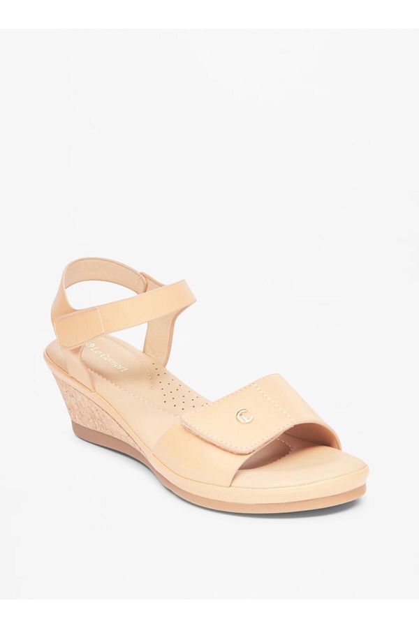 Le Confort-Solid Cork Wedge Sandals with Hook and Loop Closure 1