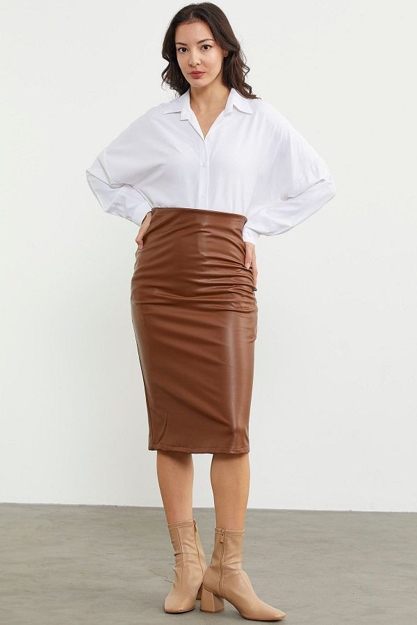 Faux leather skirt knee length sale