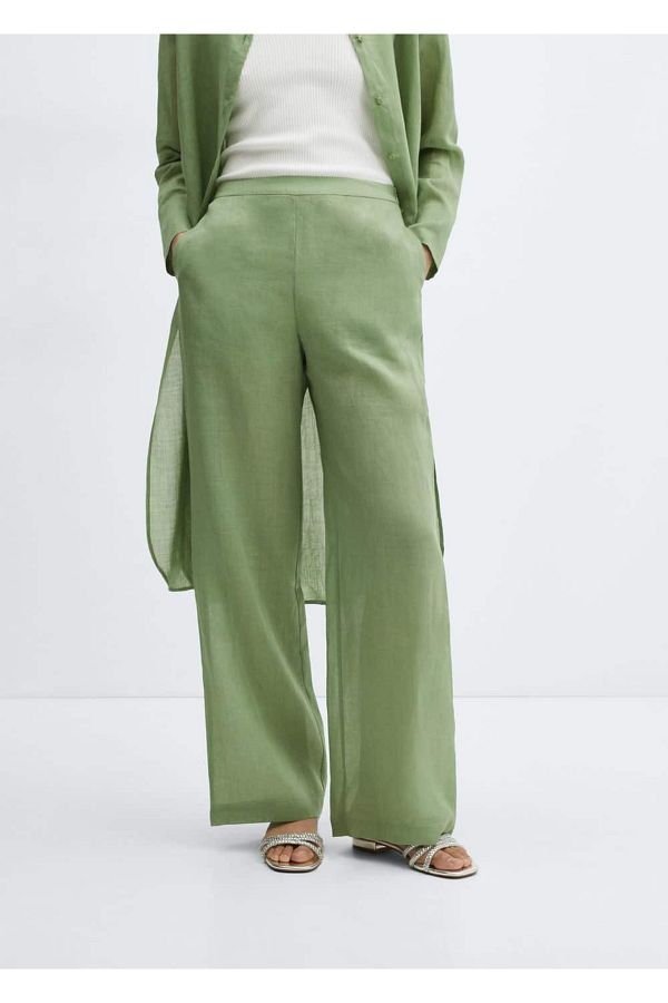 MANGO Woman-High Waist Wide Leg Trousers 1
