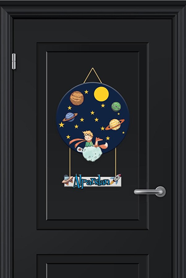 Kapbirhediye Bebek Odası Ahşap Kapı Süsü Uzay