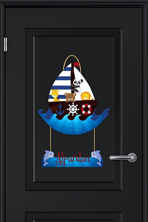 Kapbirhediye Bebek Odası Ahşap Kapı Süsü Gemi