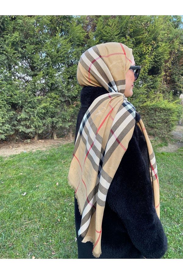 Mode Scarf Cashmere Silk Winter THICK Burberry Pattern Stylish Shawl Trendyol