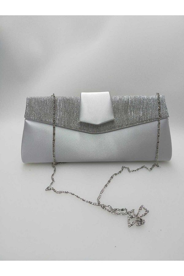 bsc GLOSSY SILVER SATIN SILVER GLOSSY EVENING BAG Trendyol
