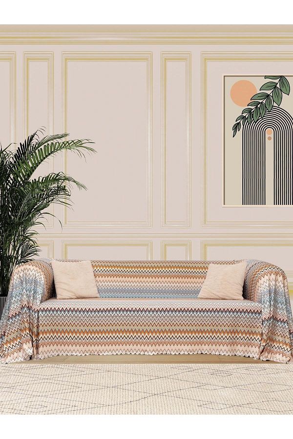 Latuda Concept-غطاء أريكة بنمط متعرج Softmicro - شال 180x220، غطاء أريكة، بطانية تلفزيون متعددة الألوان 1