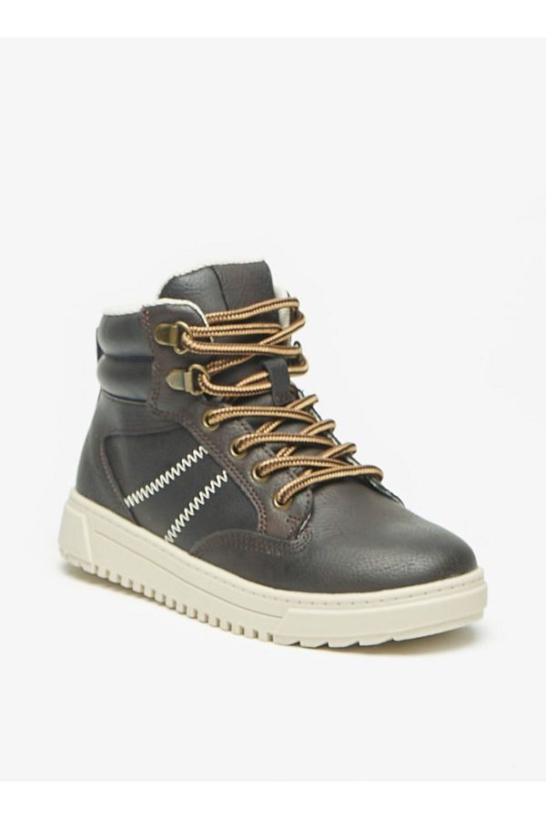LBL by Shoexpress-Textured Ankle Boots with Lace Detail and Zip Closure 1