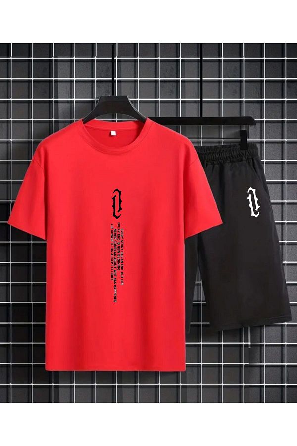 MODARAMA-VERTICAL PRINTED Oversize Set - T-shirt and Shorts Set 1