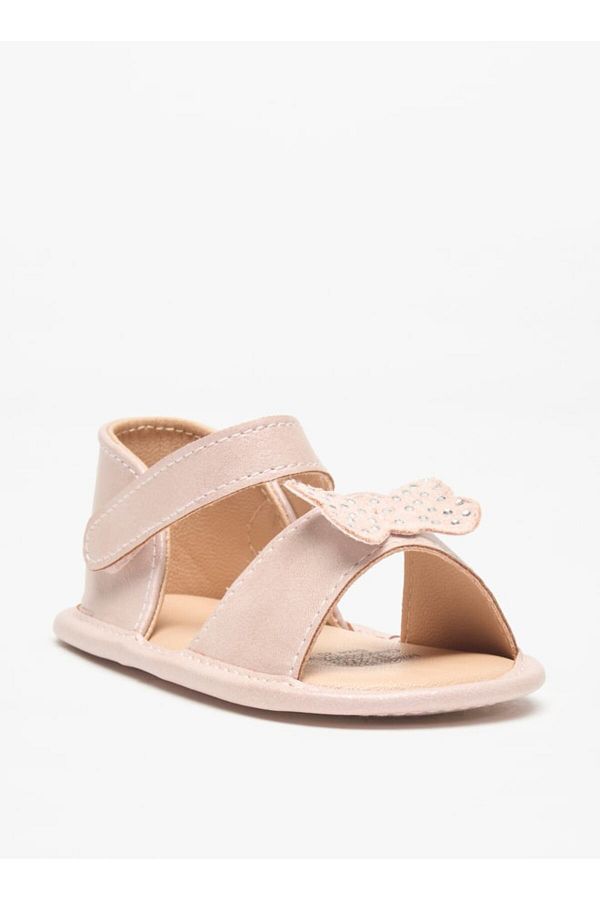 Barefeet-Bow Applique Open Toe Booties with Hook and Loop Closure 1