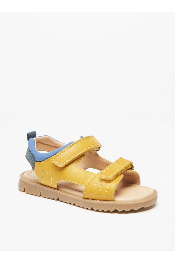 Mister Duchini-Panelled Sandals with Hook and Loop Closure 1
