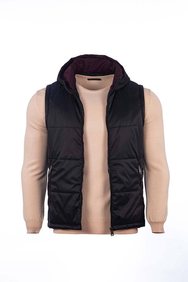Tony Montana-Classic Pattern Hooded Puffer Vest 1