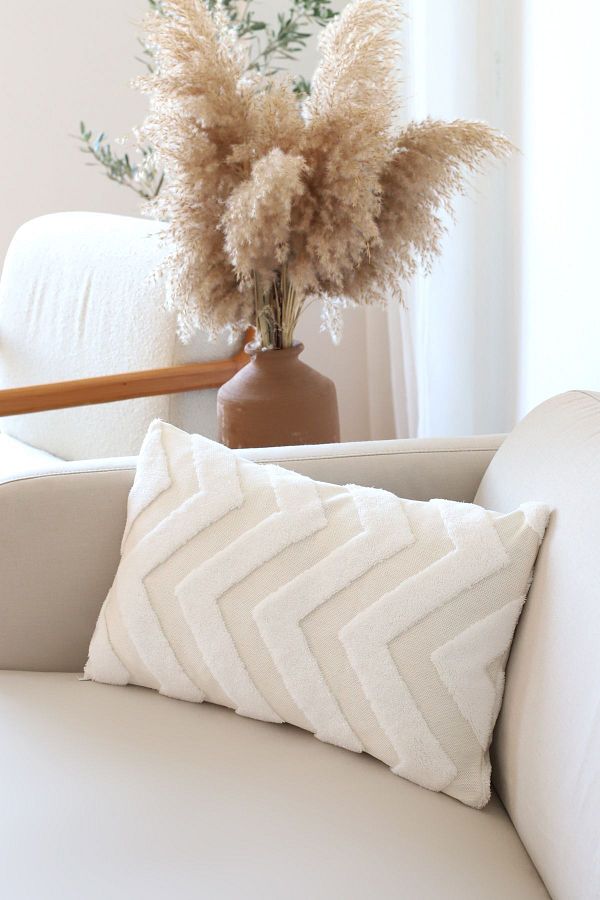 HAMUR-Bohemian Special Design Punch Punch Pattern Decorative Rectangular Throw Pillow Cover Line Ecru 1
