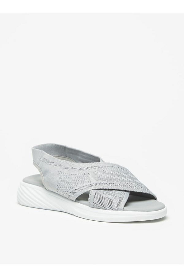 Flora Bella by Shoexpress-Textured Cross Strap Slip-On Flatform Sandals 1