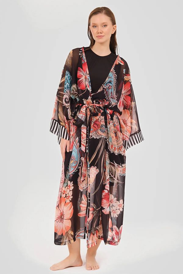 ALFASA-Tulle Patterned Chiffon Pareo - Saw Design 1