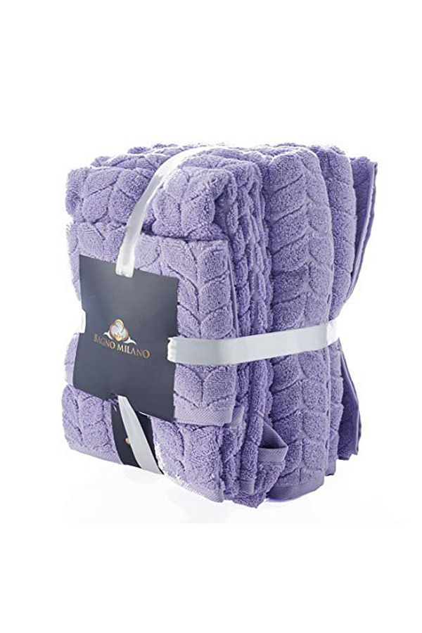Bagno Milano 6 Piece Towel Set 100 Organic Cotton Italian Design Lilac Bath Towel Set Dowry Towel Set Trendyol