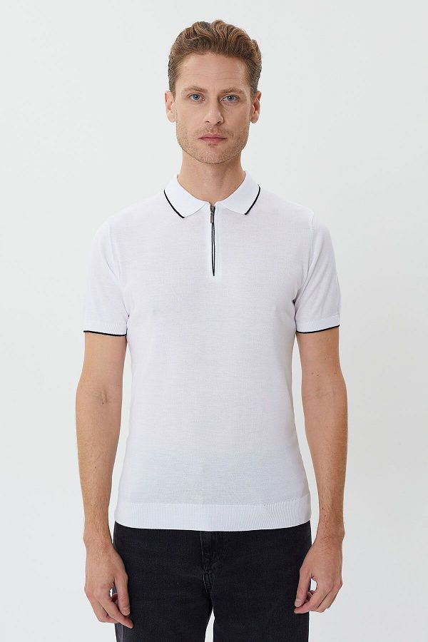 Tony Montana Regular Zippered Polo Collar Knitwear T Shirt Trendyol