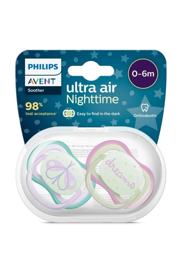 Philips Avent Ultra Air Night Karanlıkta Parlar Gece Emziği 0-6 ay Kız SCF376/19