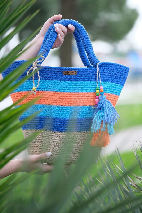 Nacosia Blue Ocean Themed String Beach Bag Trendyol