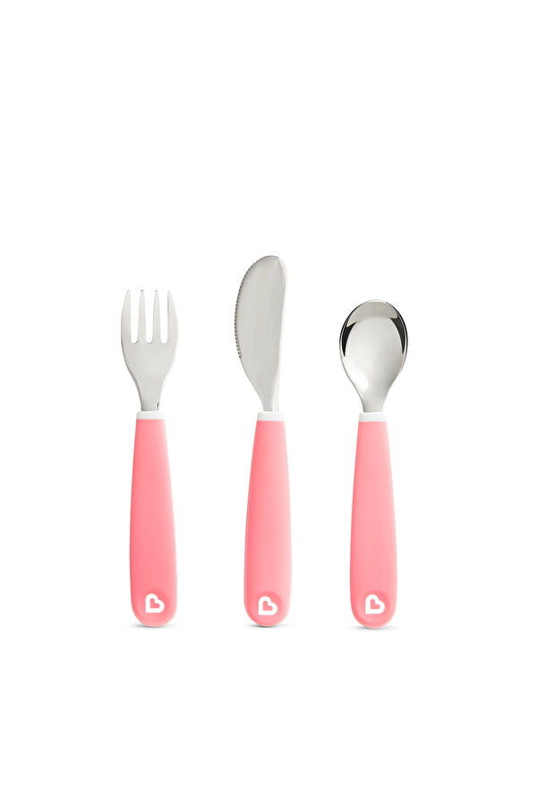 Munchkin Sıçramayı Engelleyici Çocuk Çatal,kaşık,bıçak Takımı,pembe,18ay 3setçatal/bıçak/kaşıkdahil