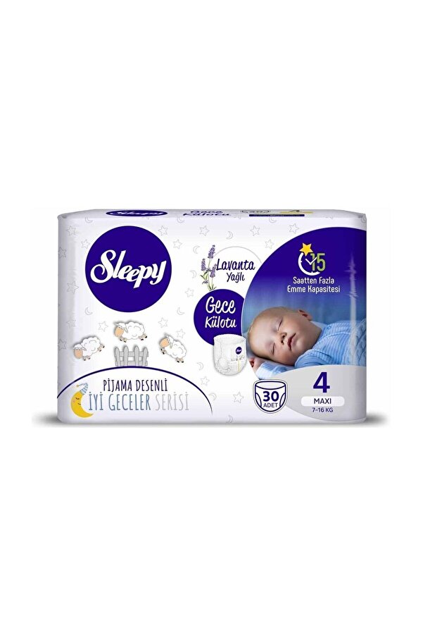 Sleepy Külot Bebek Bezi Gece Lavanta Yağlı 4 Beden Maxi 7-16 kg 30'lu