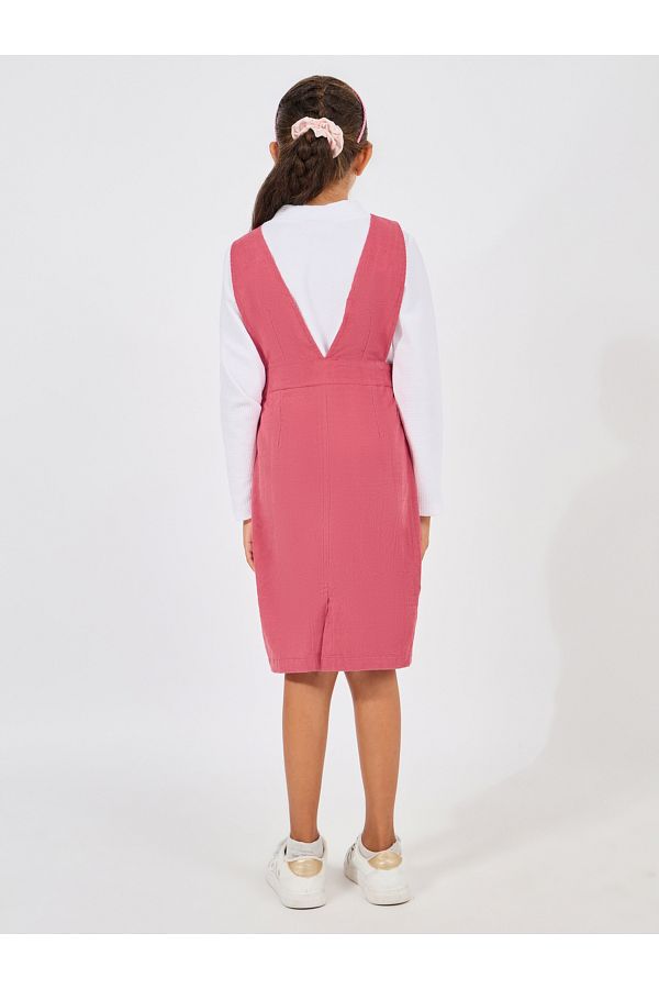 Styli Solid Long Sleeve T Shirt with Pinafore Dress Trendyol