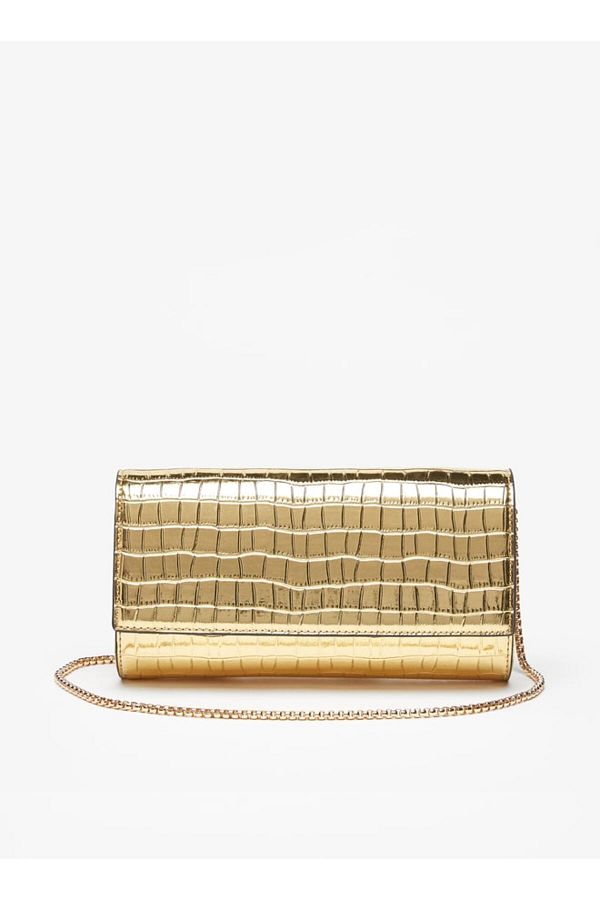 Celeste-Textured Clutch with Metallic Chain Strap and Snap Button Closure 1