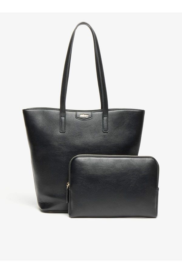 Missy Solid Tote Bag with Zip Closure and Pouch Trendyol
