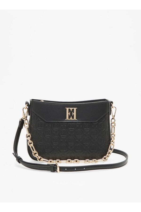 Elle Monogram Embossed Shoulder Bag with Zip Closure and Adjustable Strap Trendyol