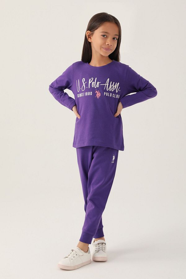 U.S. Polo Assn. Girl s Purple Long Sleeve Pajama Set Trendyol