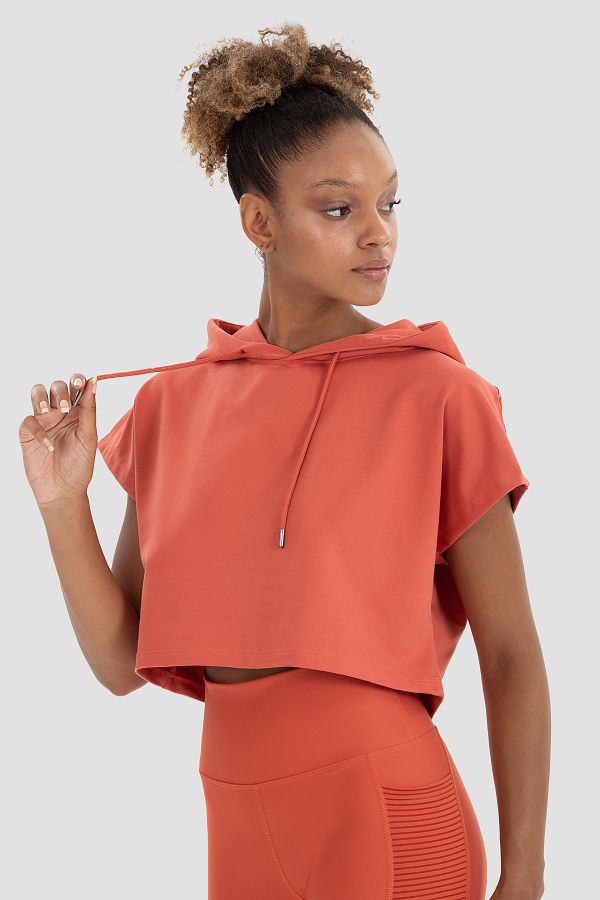 Cropped short sleeve sweatshirt hot sale