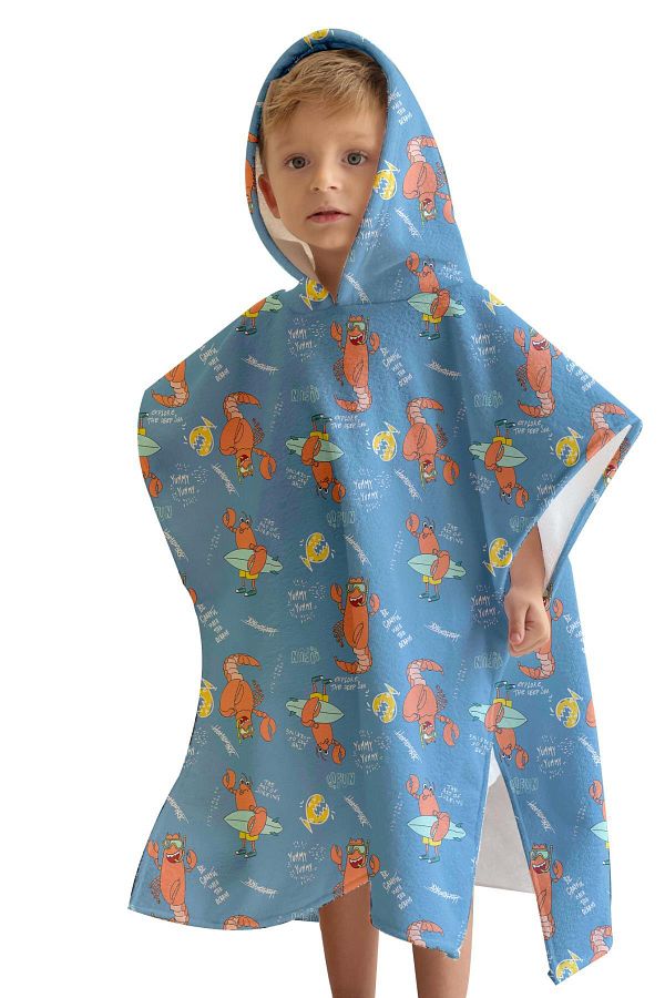 C&City-C1701 Model Kids Poncho – Digitaldruck, Orange/Blau 1