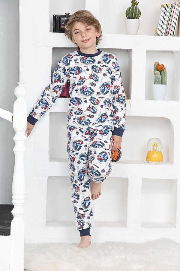 ANGELOS GIRLS 1 11 Years Boy s Pajama Set Racing Car Printed 4924 26 Trendyol