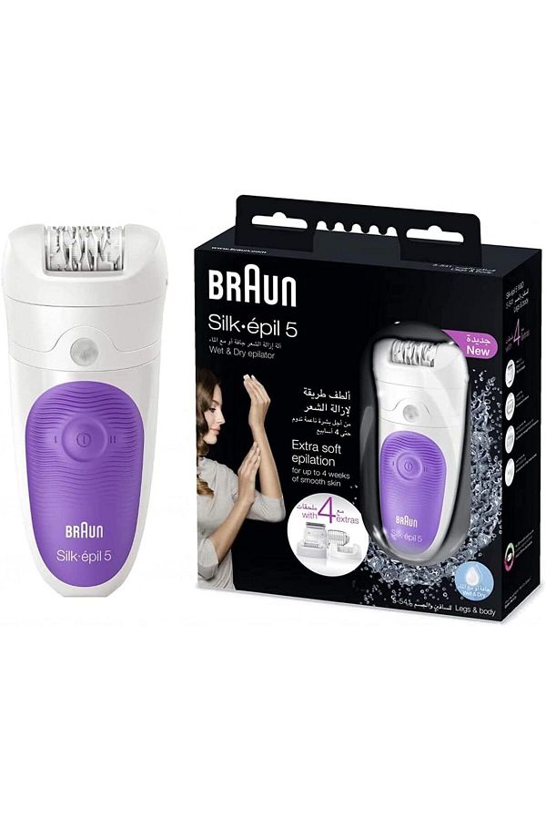 Braun-Silk-epil Epilator 28 Microgrip, Anti-slip, Skin Contact Cap & High Frequency Massage - Se5541 1