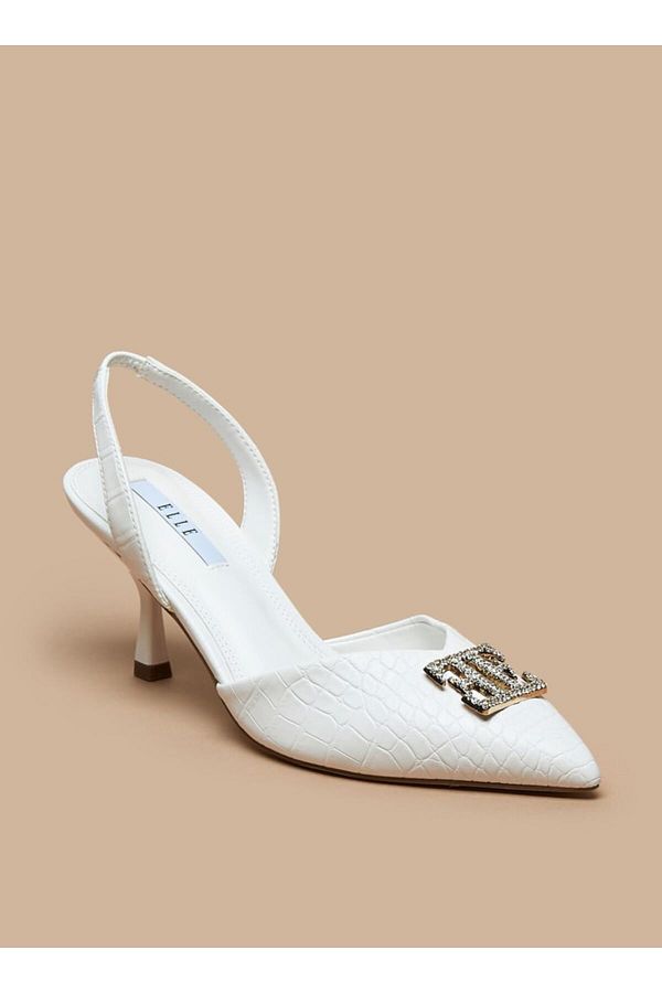 Elle Women s Logo Detail Slingback Pumps with Stiletto Heels Trendyol