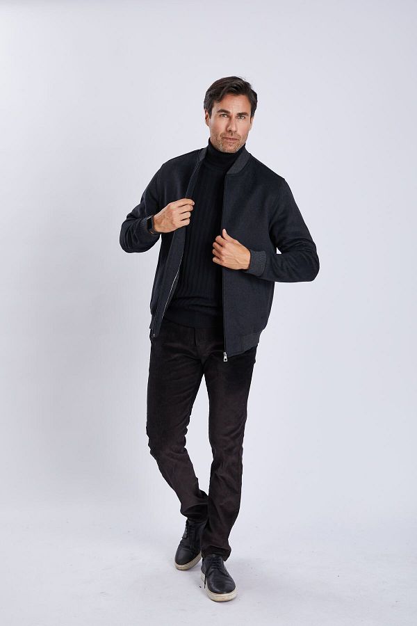 EL FARO Men s Cashmere Pilot Collar Bomber Coat Trendyol