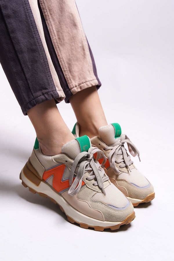 Riccon-Rosatora Damen Sneaker - 001210   Beige und orange Modell 1