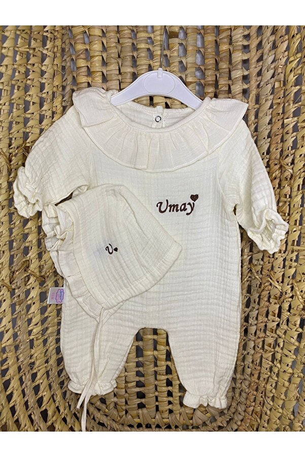 VolleM Isimli Hastane Çıkışı Yenidoğan 2'li Müslin Tulum Set