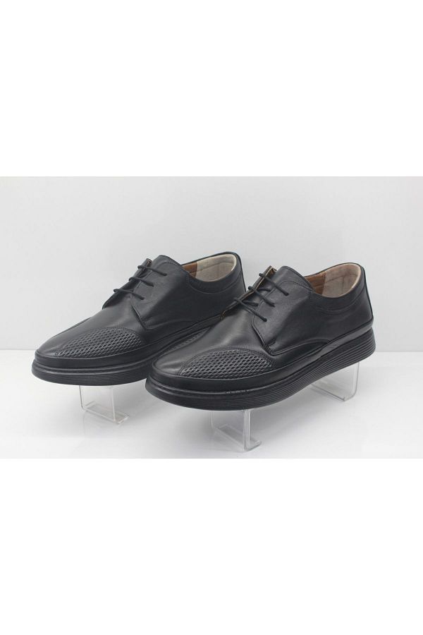 Tardelli-4393-5 Black Leather Orthopedic Men's Shoes 1