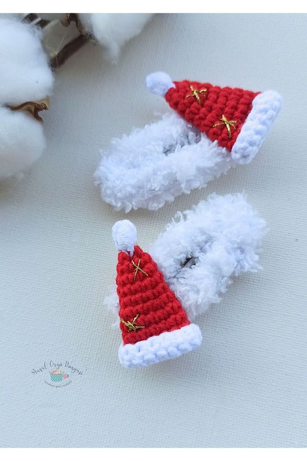 Masal Örgü Dünyası-New Year Hat Series Niche Hair Accessory Snap Clasp No:1 (1 Pair) 1
