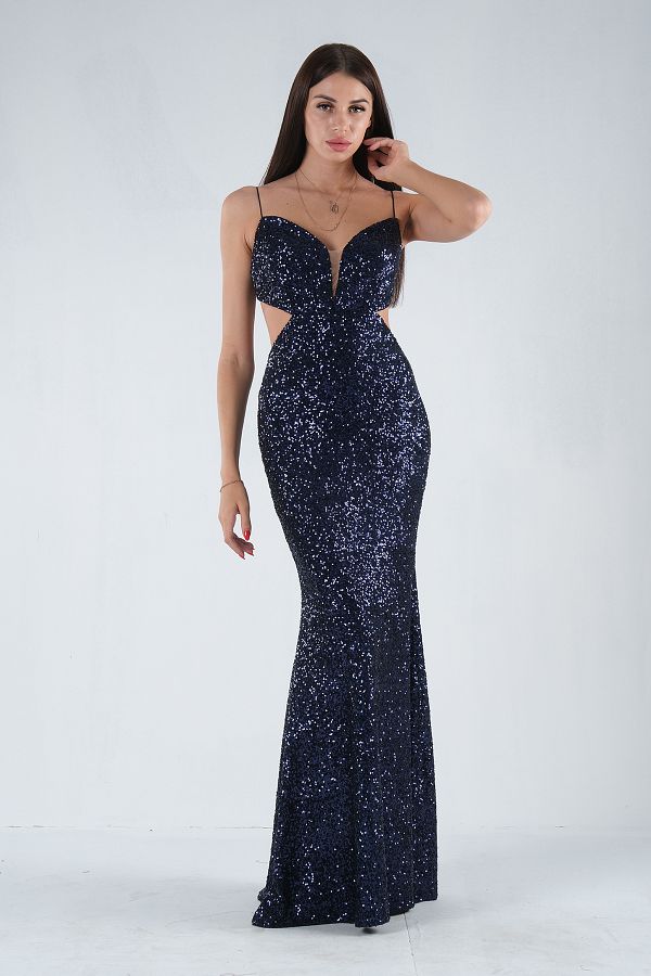 Feminist-Rochie de seara cu paiete, albastru bleumarin 1302173 1